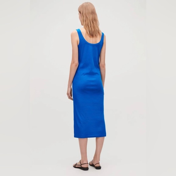 COS Ribbed Cotton Tank Midi Dress Cerulean Blue Size XS - Picture 2 of 9